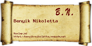 Benyik Nikoletta névjegykártya